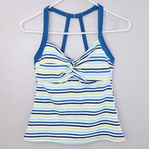 New! TITLE NINE Pele Tankini Striped Swim Tank Top 34D